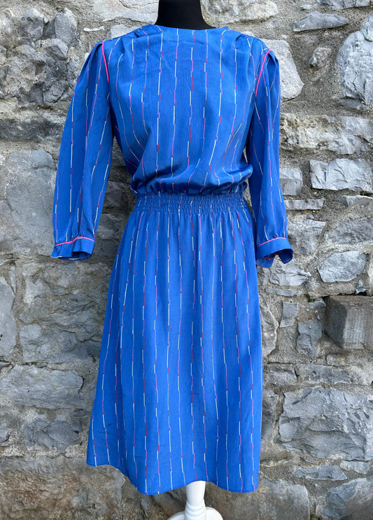 80s blue stripy dress uk 8