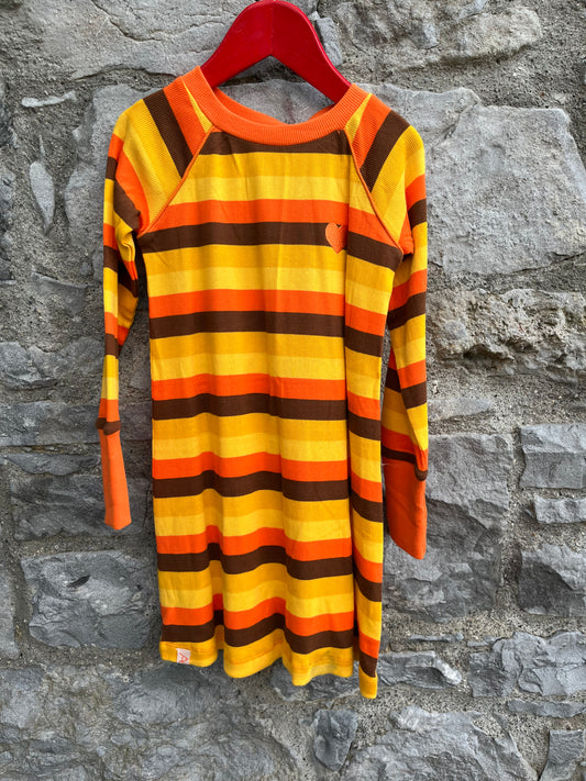 Brown&orange stripy dress  5y (110cm)