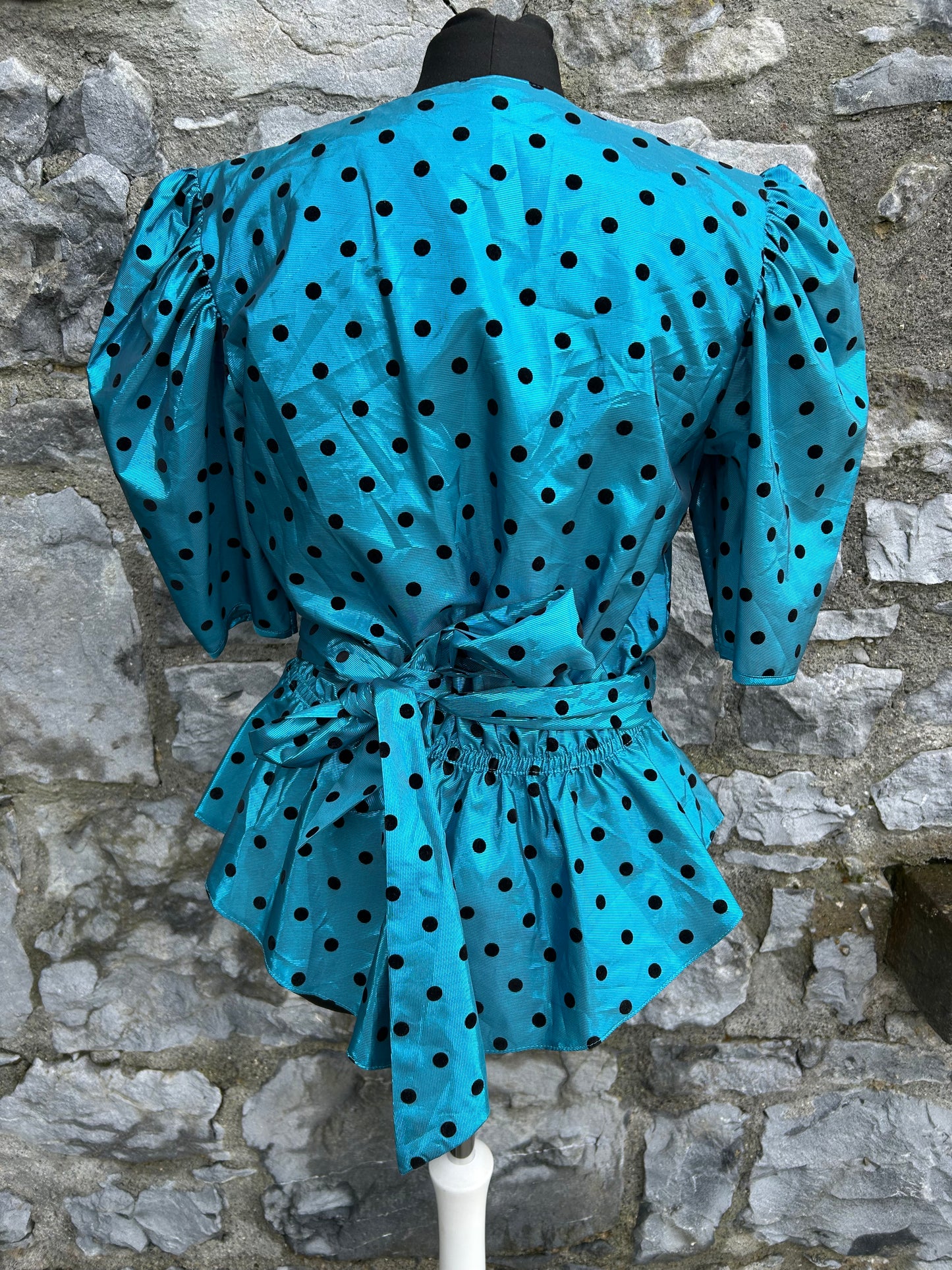 80s spotty teal blouse uk 10