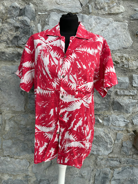 Red palm leaves shirt Small