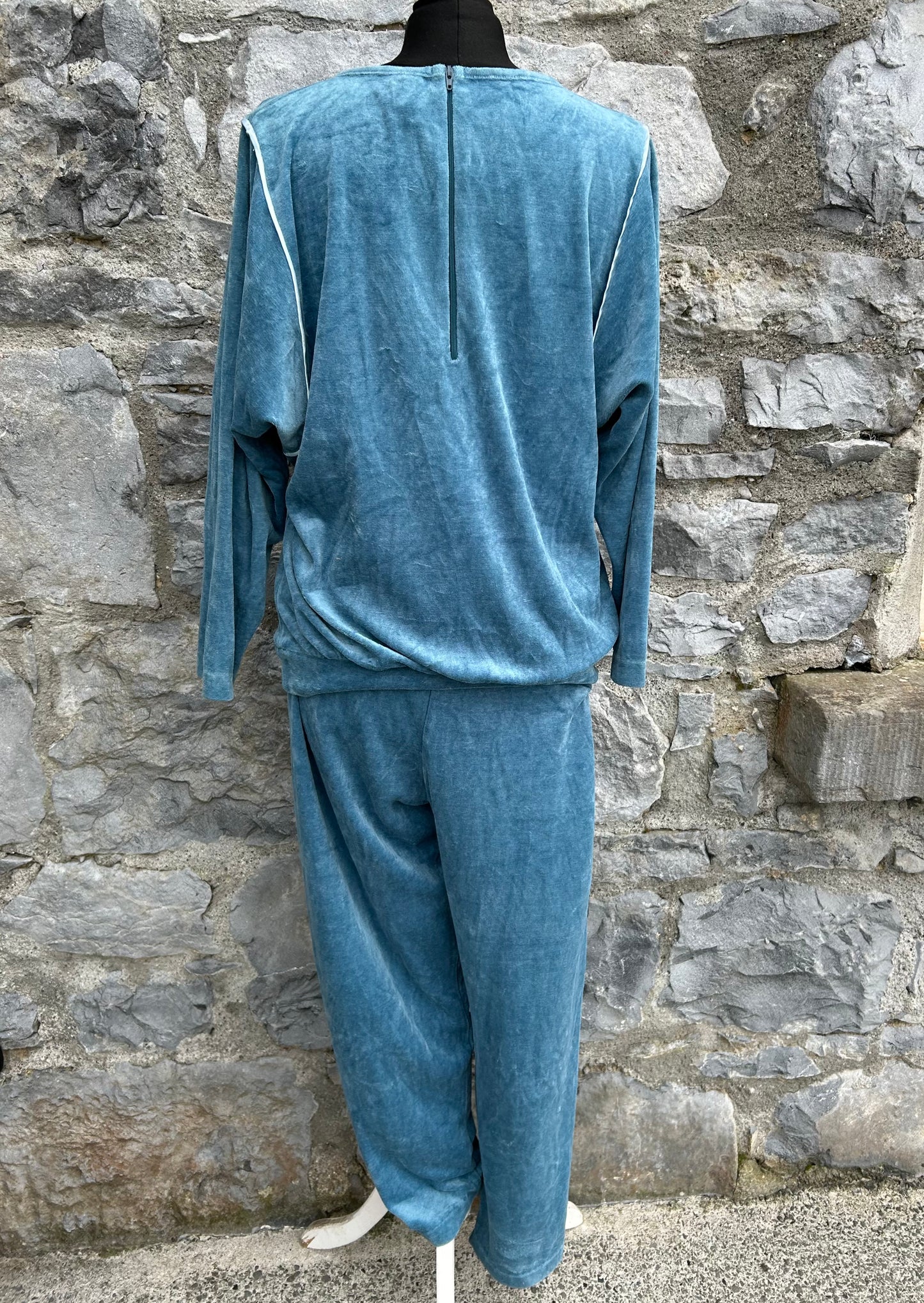 80s petrol velour tracksuit uk 14