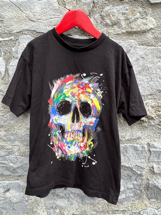 Colourful skull black T-shirt 7y (122cm)