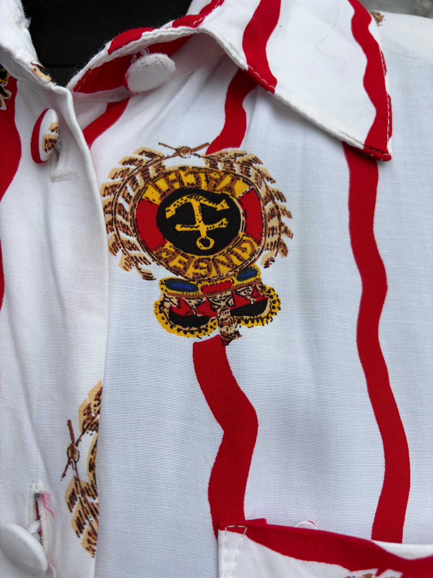 80s red stripy nautical shirt uk 12