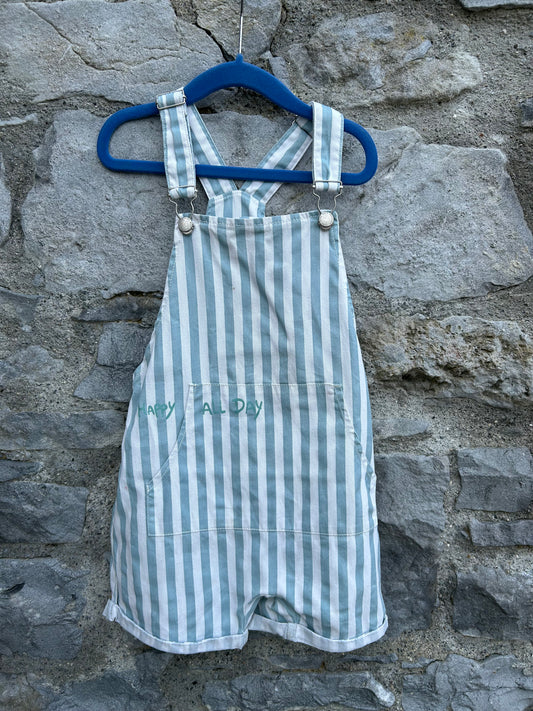 Blue stripy short dungarees 4-5y (104-110cm)