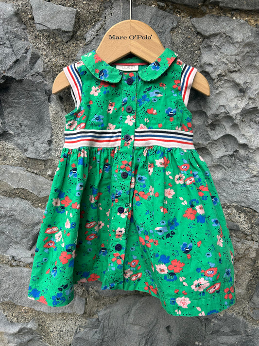 Floral green dress 3-6m (62-68cm)