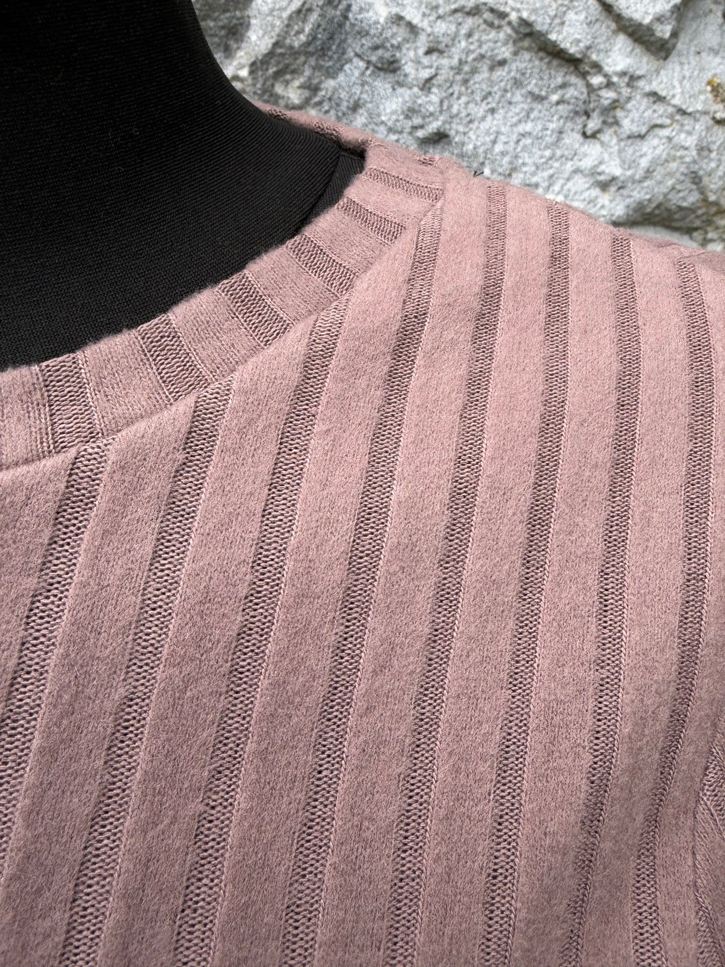 Brown Carmen Ribbed Long Sleeve Top uk 8-10