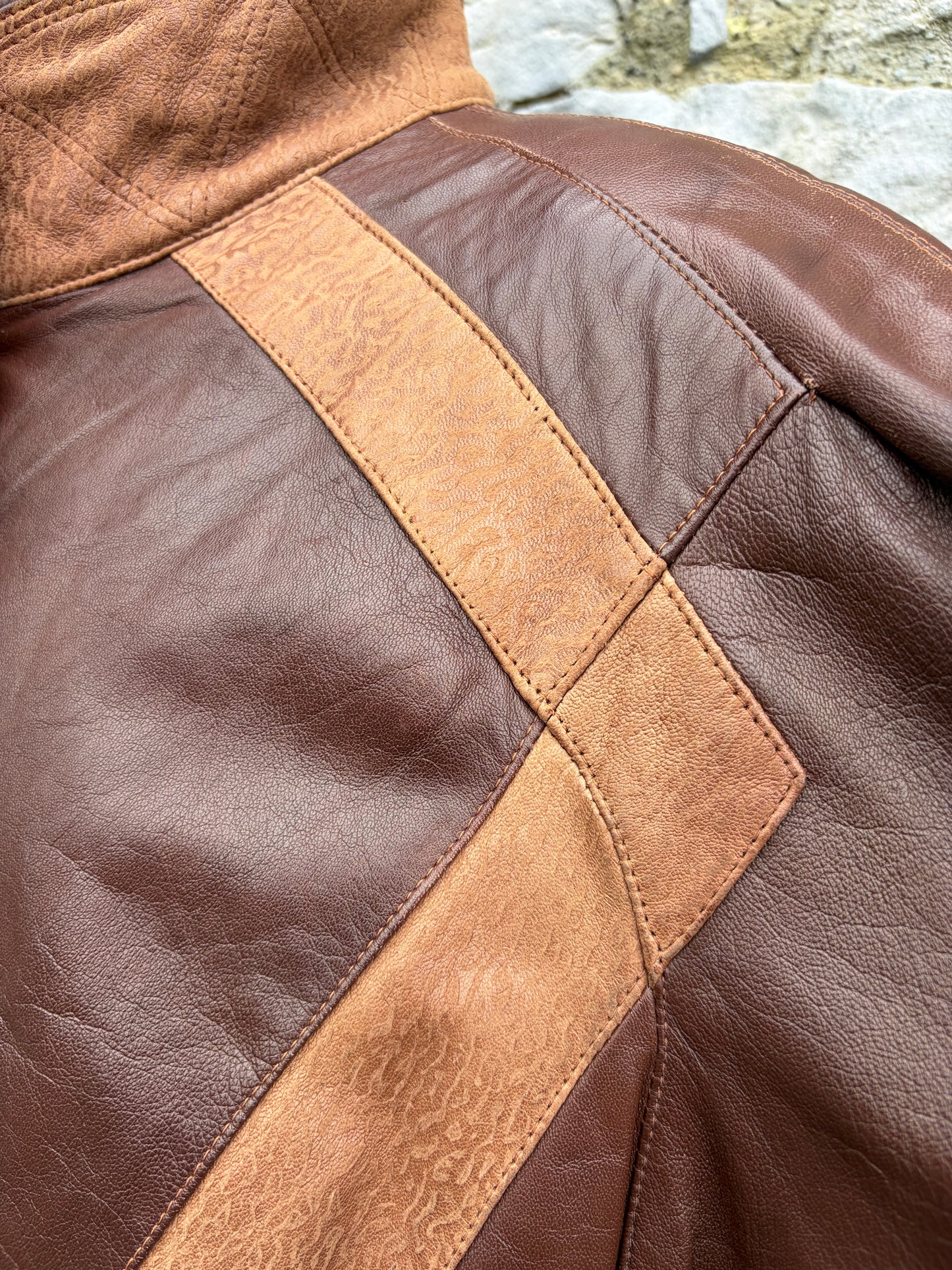 80s brown leather jacket uk 14