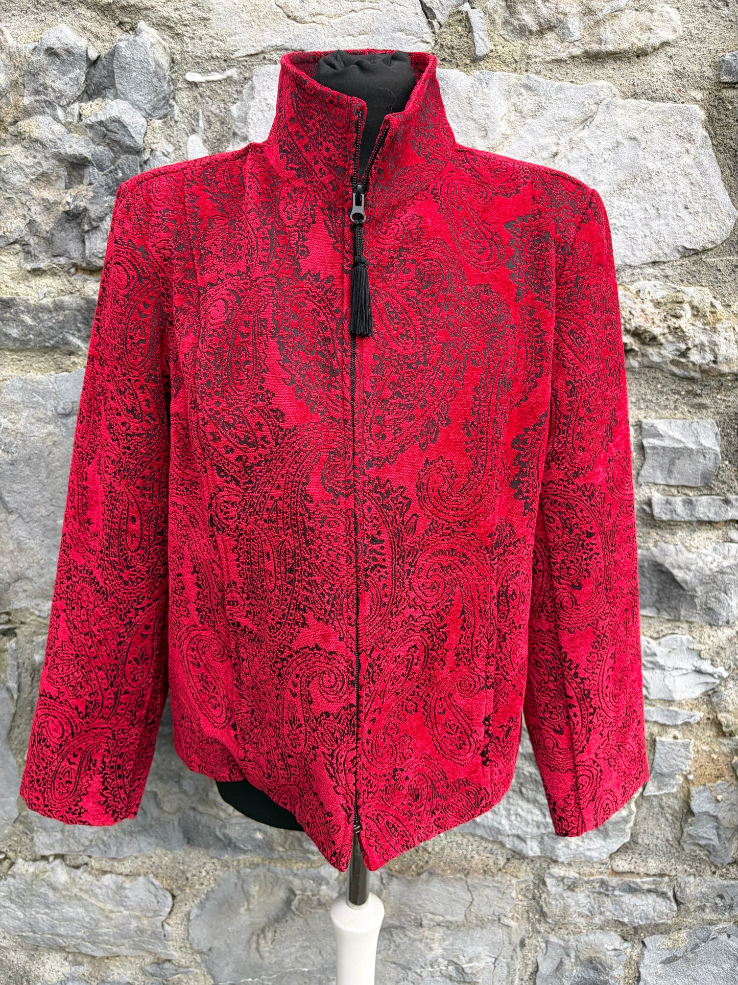 Y2K red paisley jacket uk 12