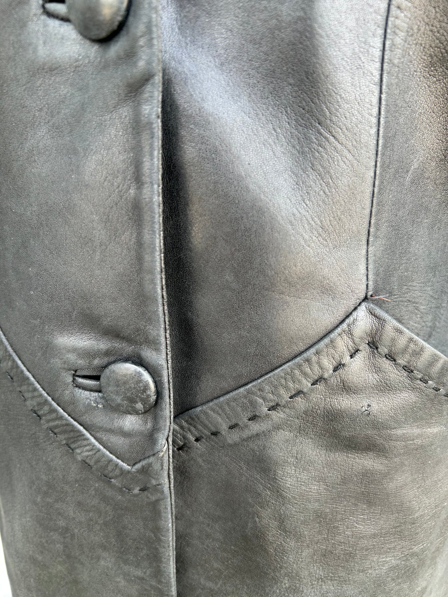 90s black leather coat uk 8