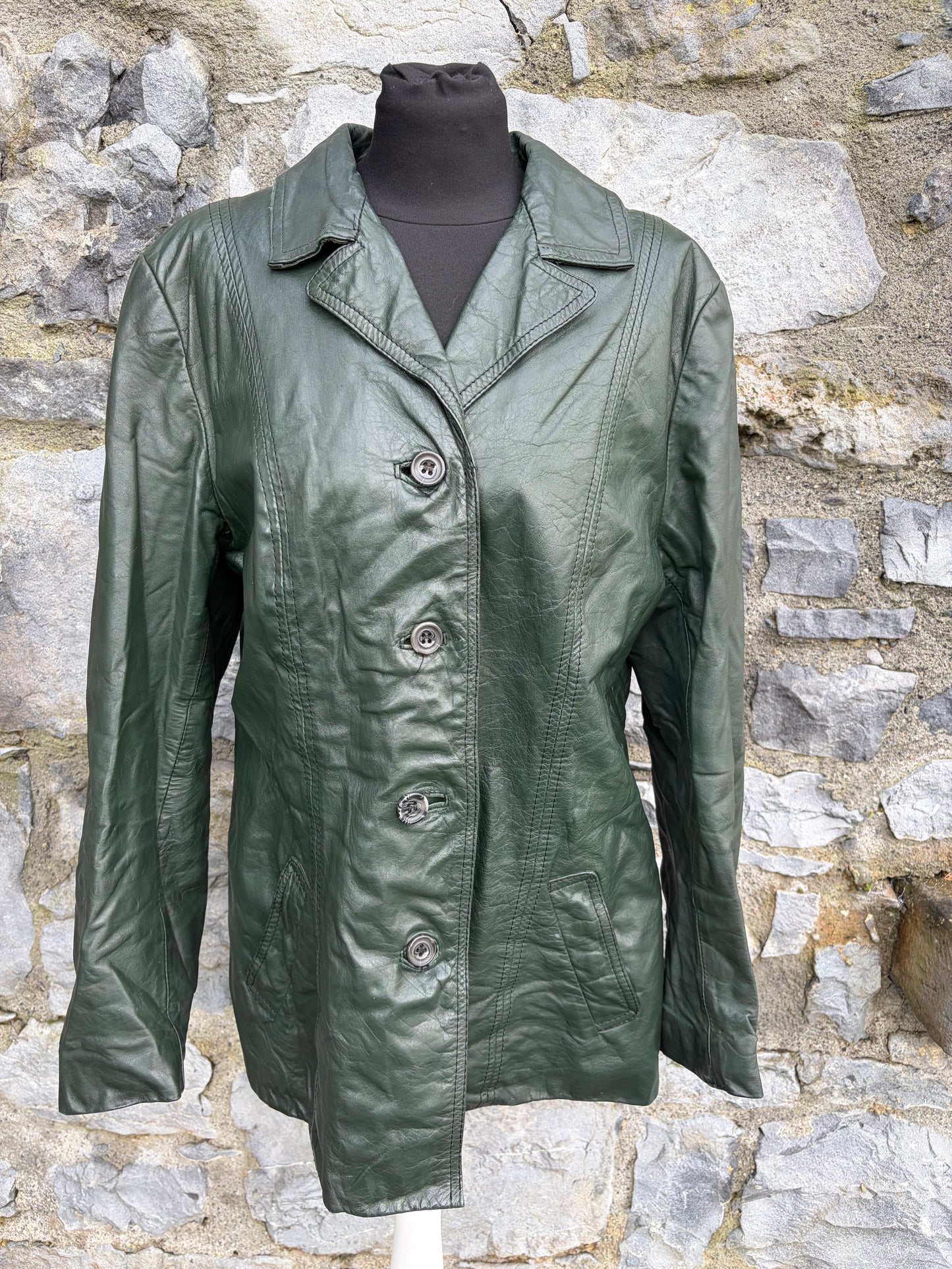 90s green leather jacket uk 12