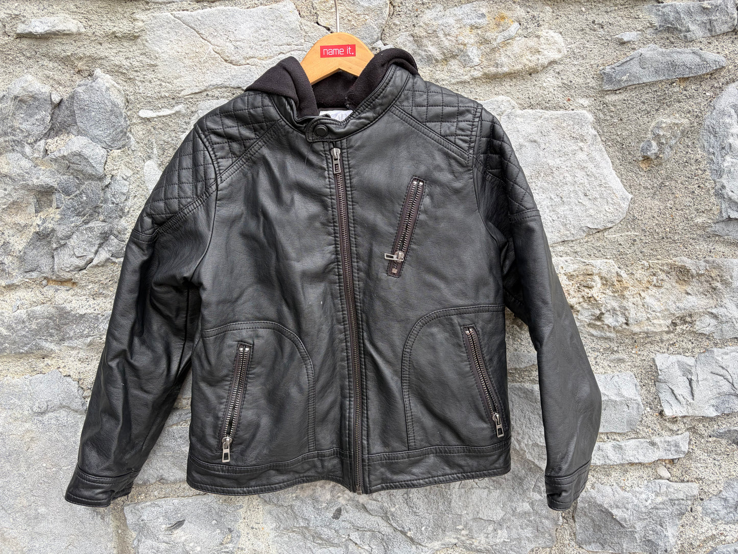 Black biker jacket  7-8y (122-128cm)