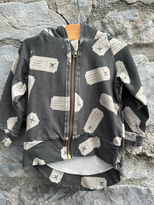 Grey tickets hoodie   9-12m (74-80cm)