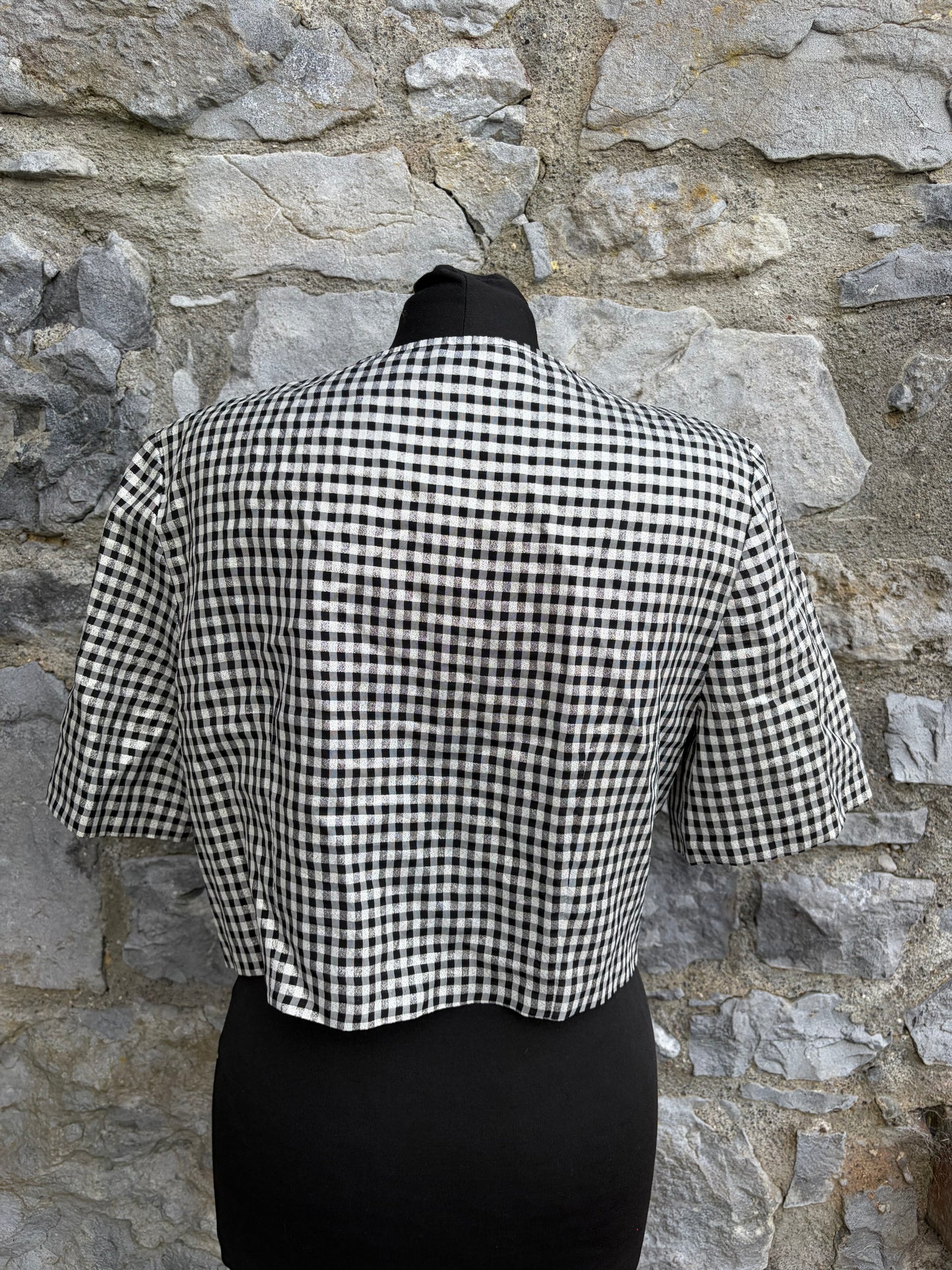 80s sparkly black check bolero  uk 6-8