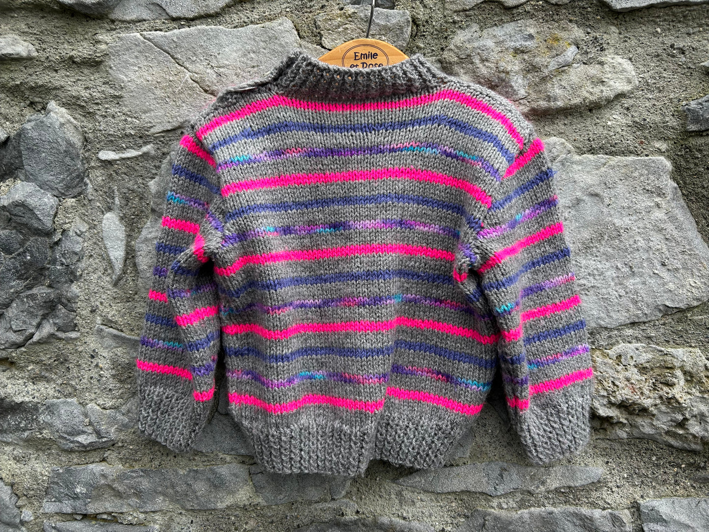 Grey&pink stripy jumper  18-24m (86-92cm)