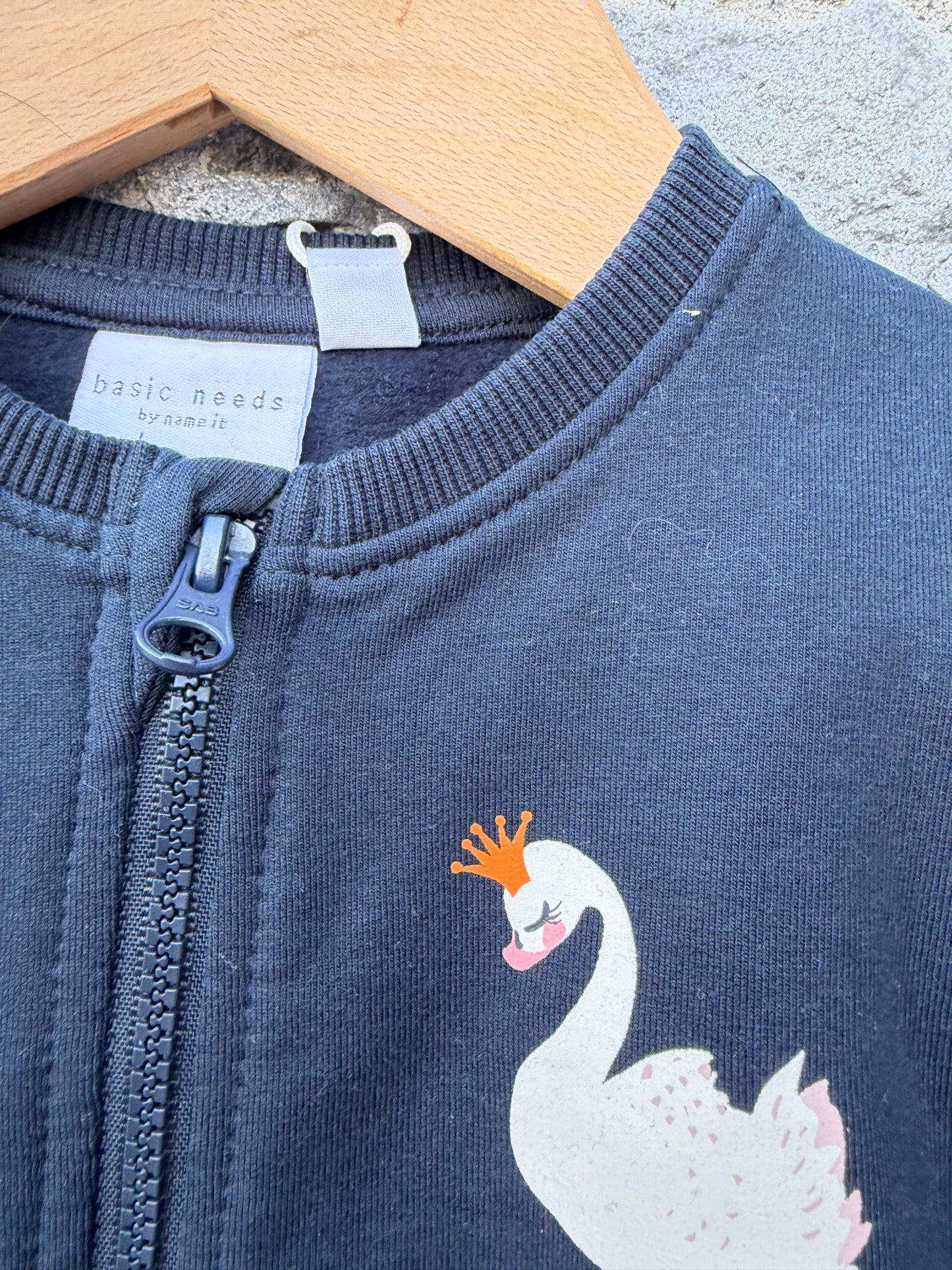 Swan navy zipped jacket 3-6m (62-68cm)