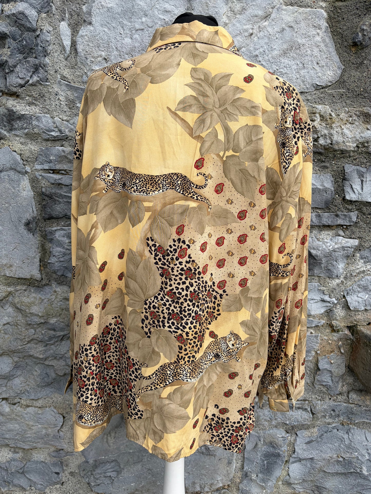 90s leopard yellow shirt uk 18-20