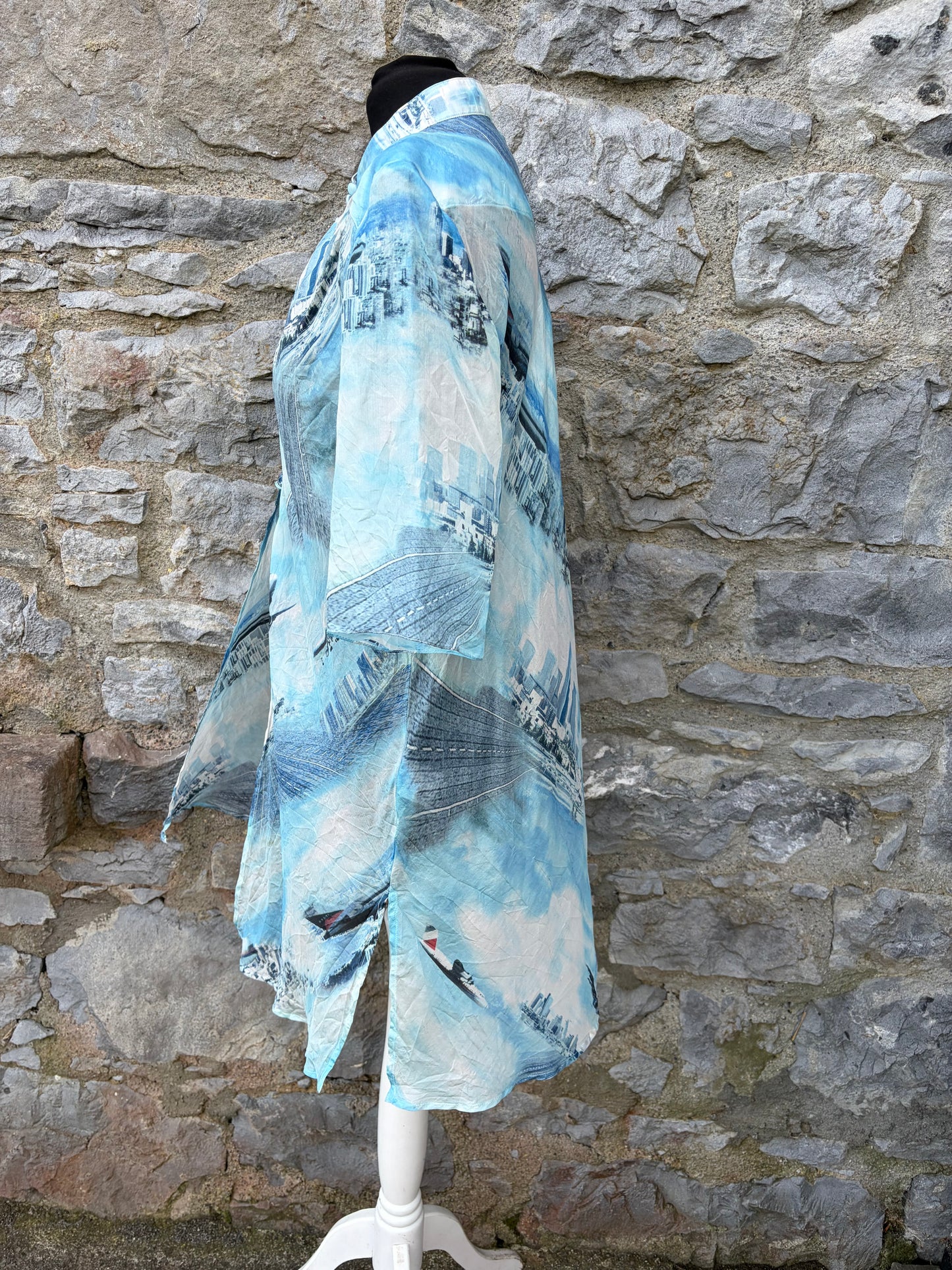 City blue silk tunic uk 12-14