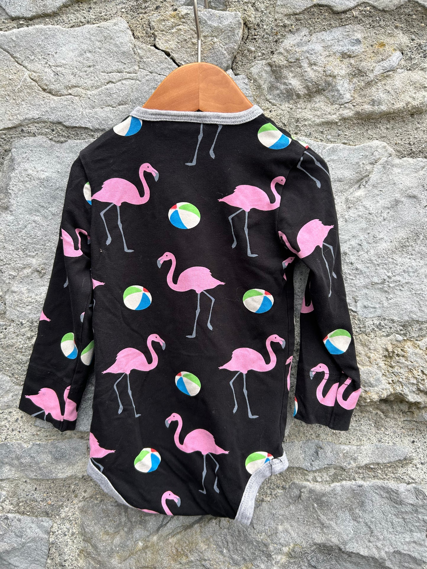 Pink Flamingo black vest   9-12m (74-80cm)