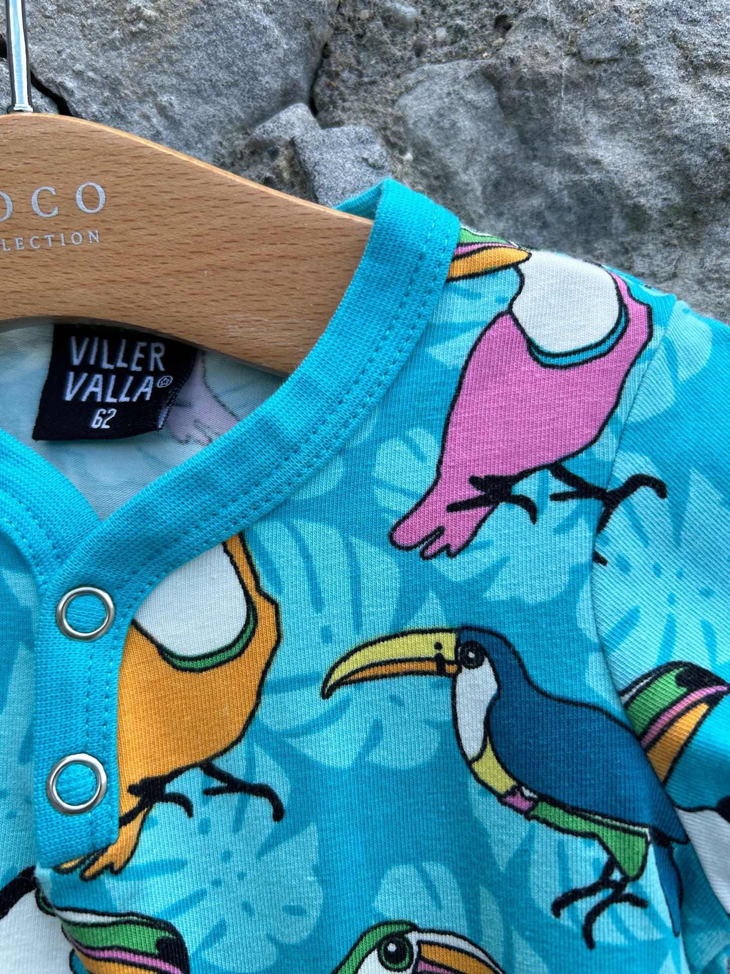 Toucan blue rompers  0-3m (56-62cm)