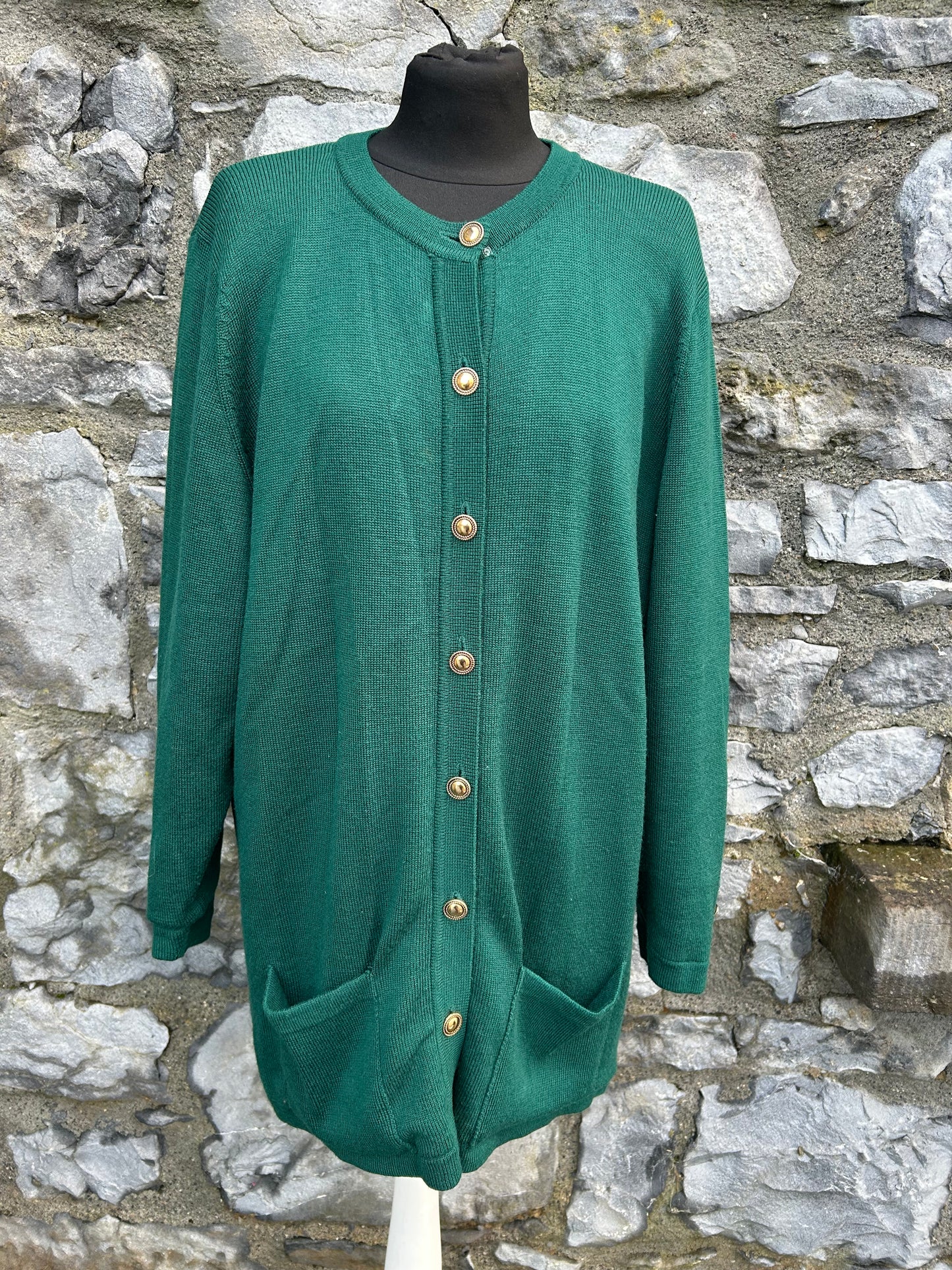 90s green long cardigan uk 14