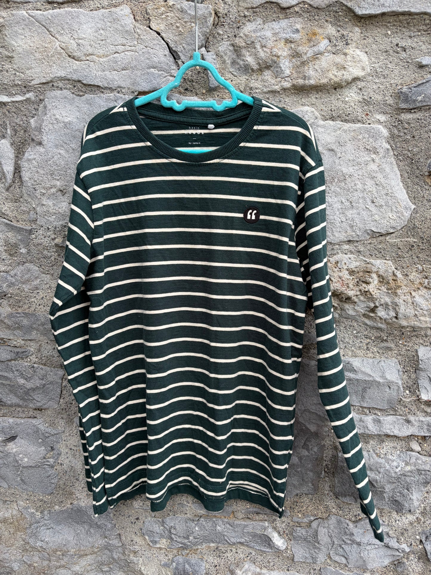 Forest green stripy top  11-12y (146-152cm)