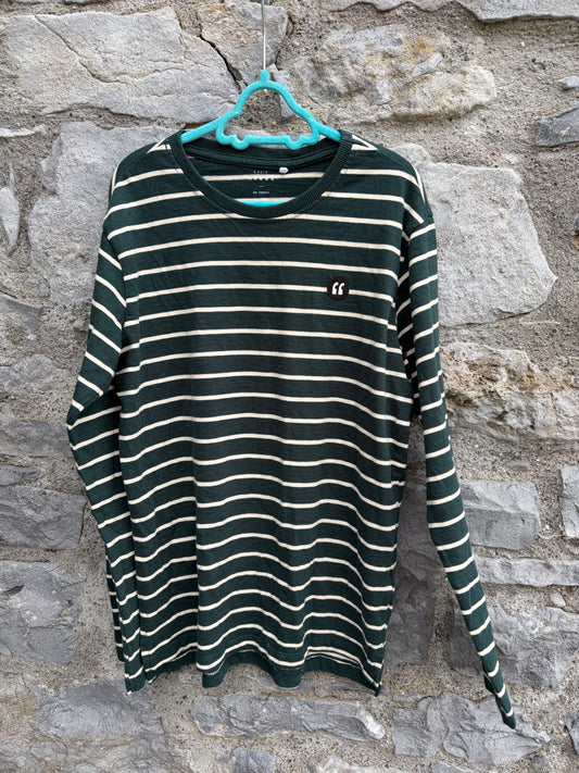 Forest green stripy top  11-12y (146-152cm)