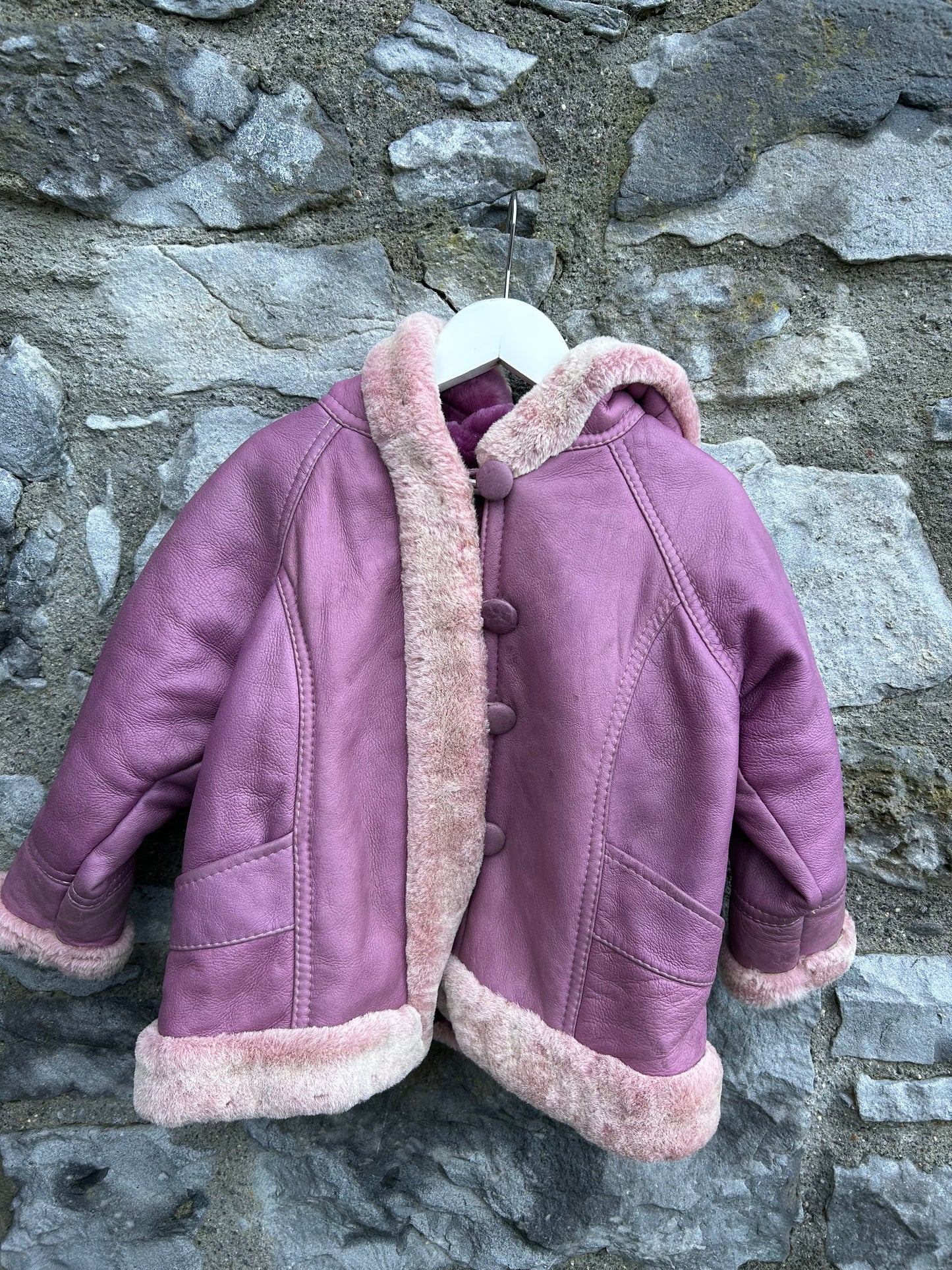 80s purple leather coat  3y (98cm)