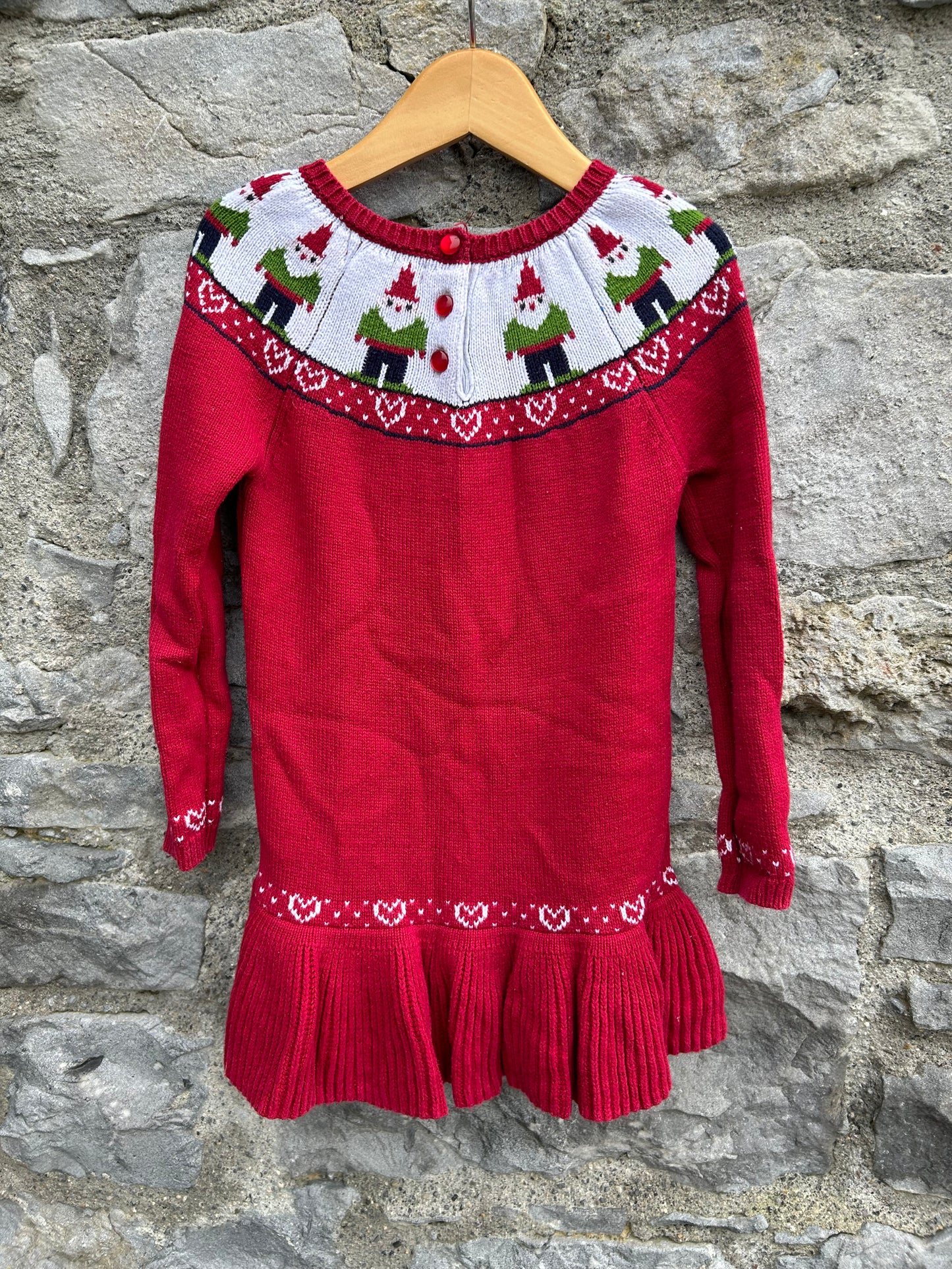 Gnome red knitted dress  4-5y (104-110cm)