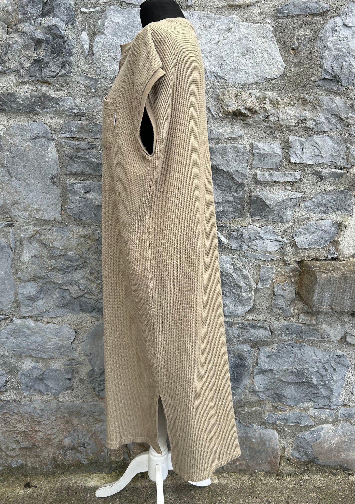 Y2K waffle beige dress uk 14-16