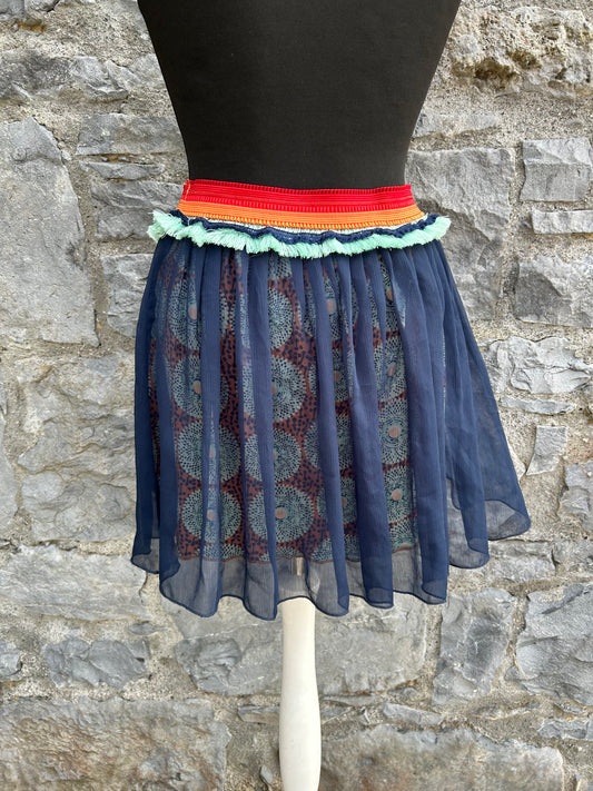 Blue Boho Tassel Sheer Overlay Skirt  13-14y (158-164cm)