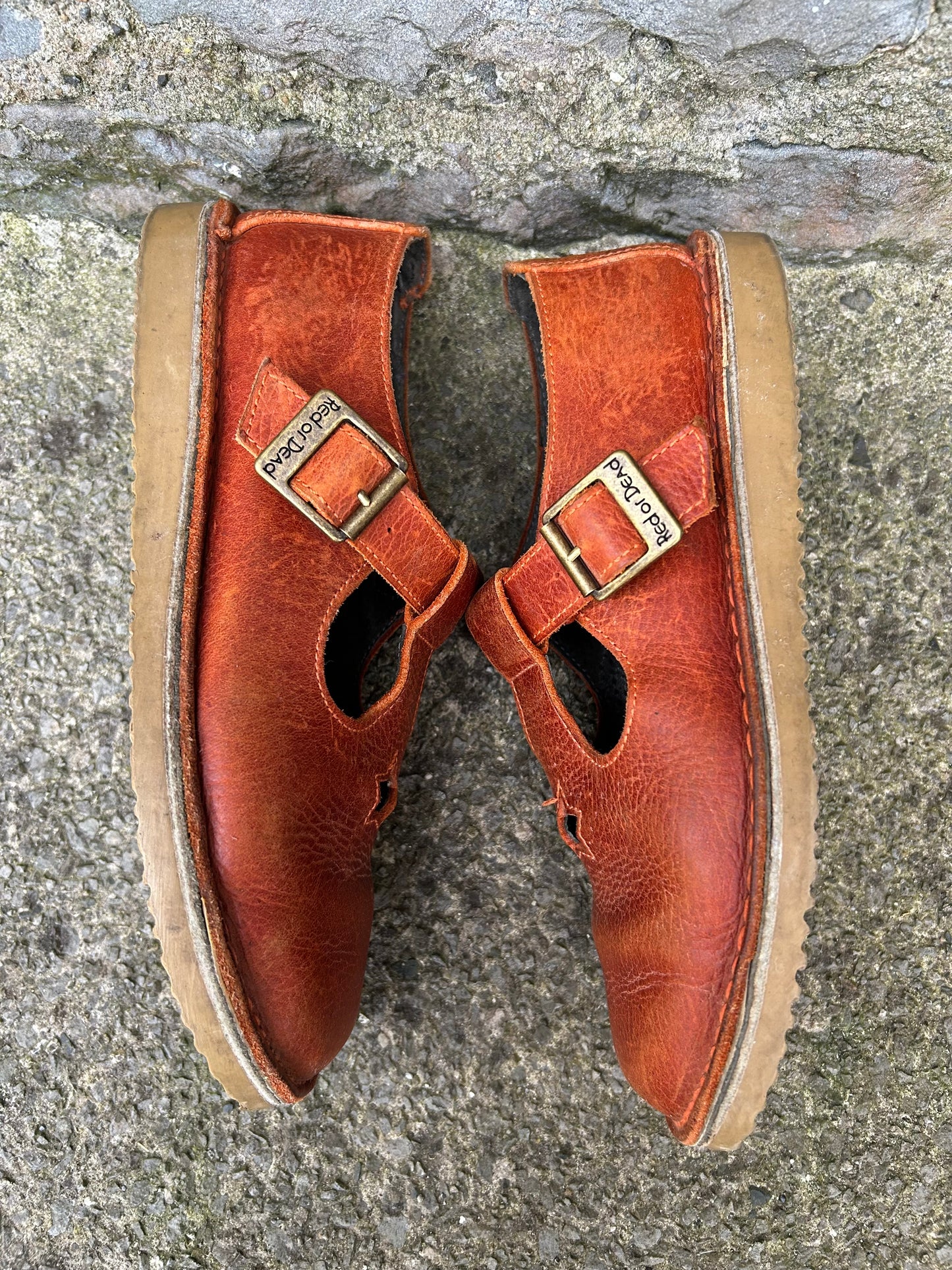 Brown T-bar shoes   uk 6.5 (eu 40)