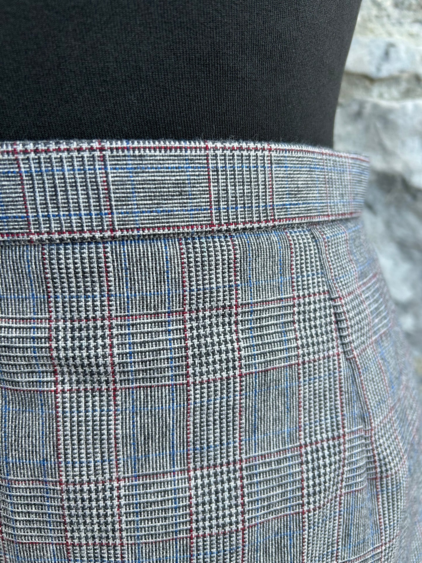 90s grey check skirt uk 8