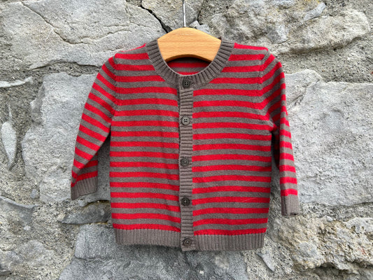 Red&grey stripy cardigan  0-1m (50-56cm)