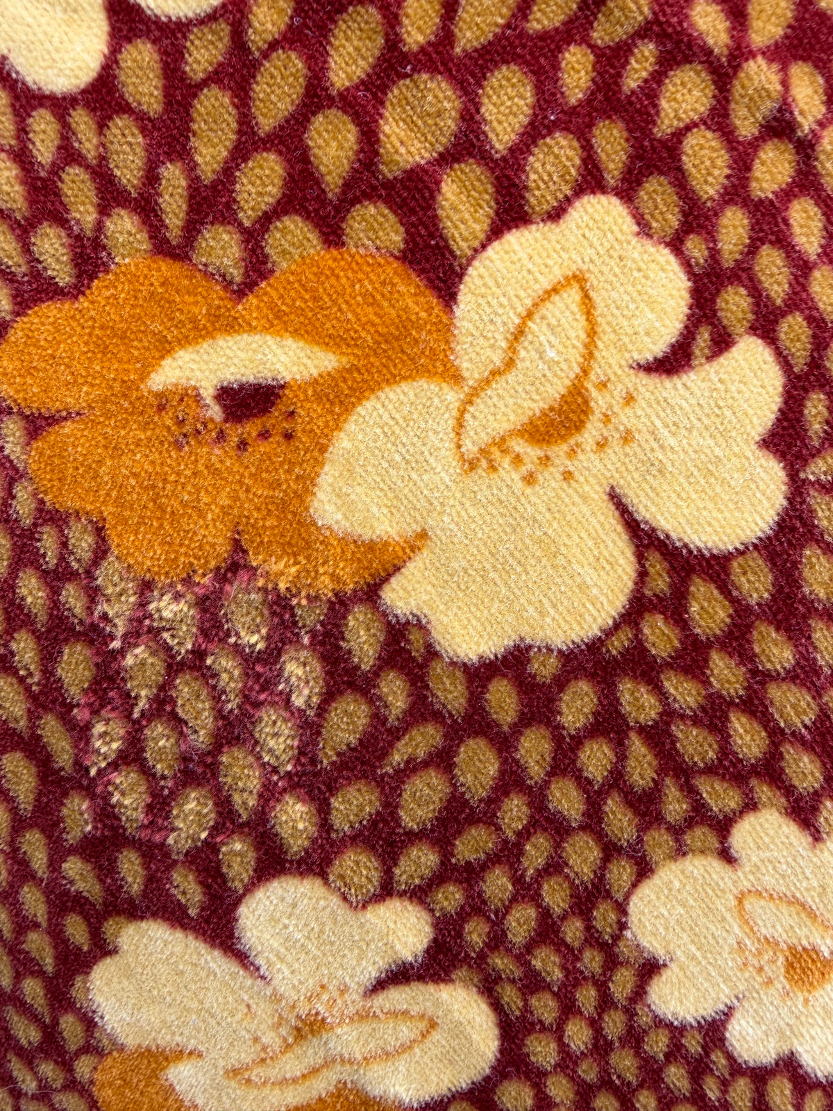 70s brown floral velour skirt uk 6