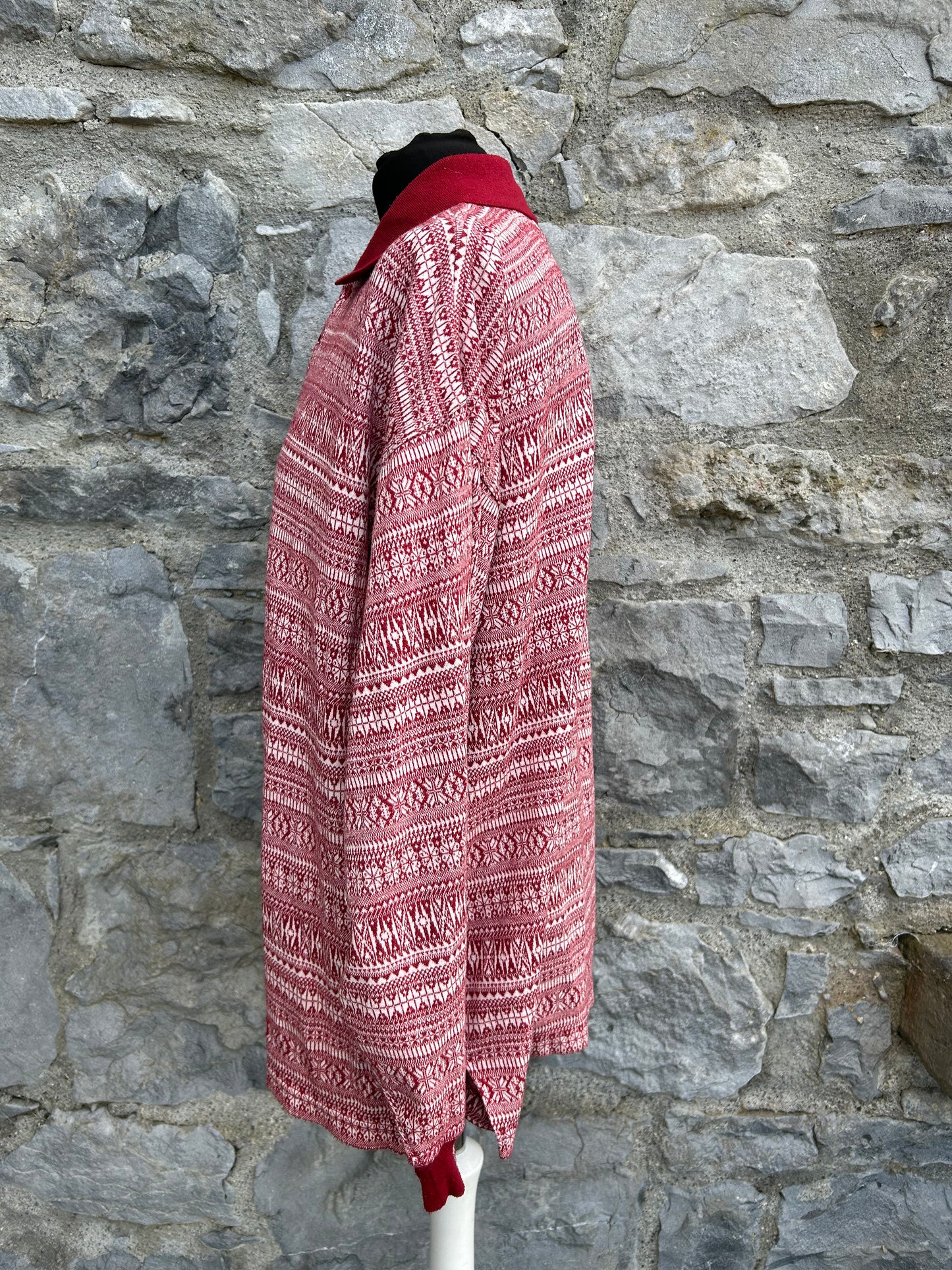 90s red stripy polo top Large