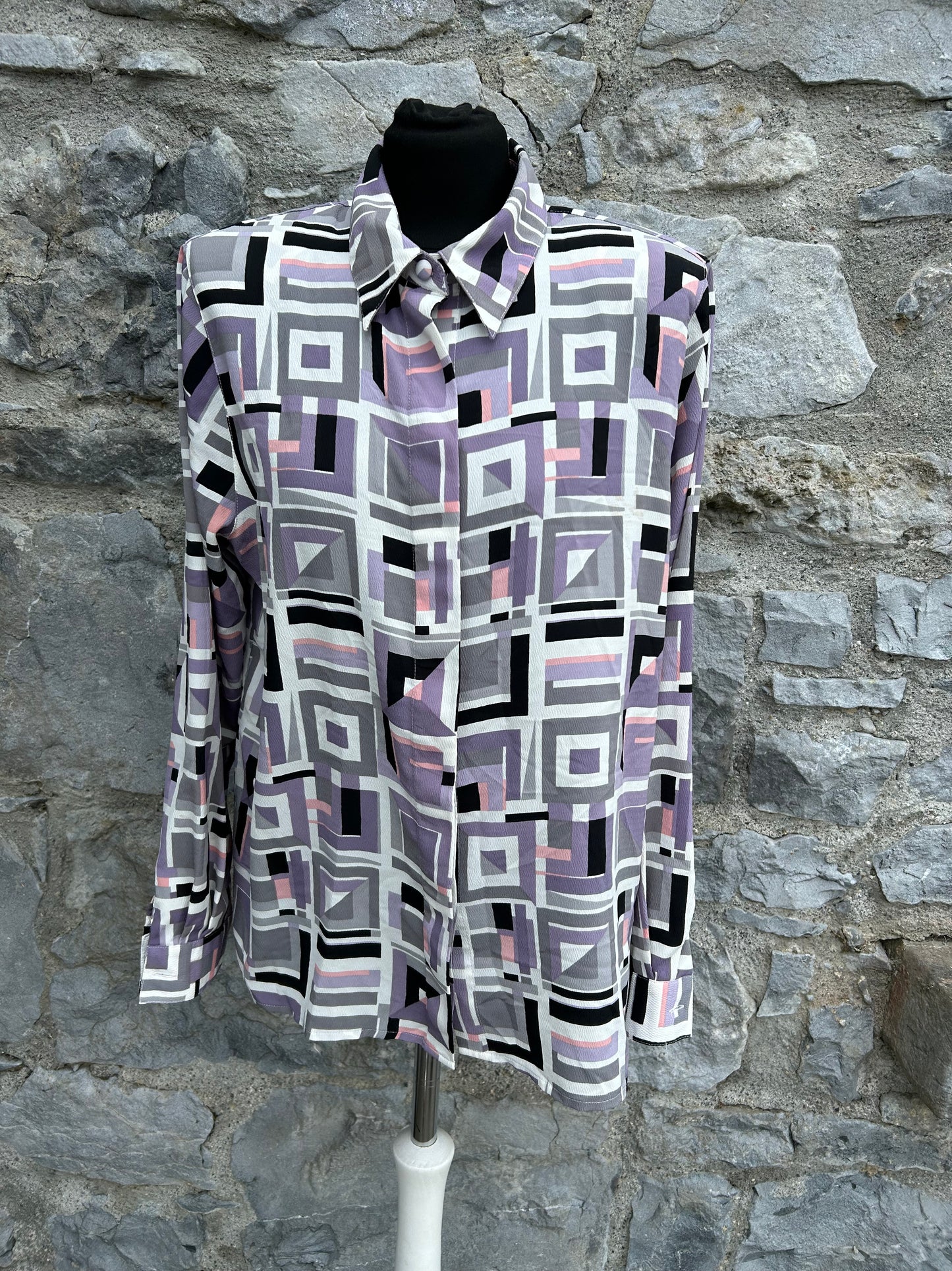 90s Purple patchwork blouse uk 14