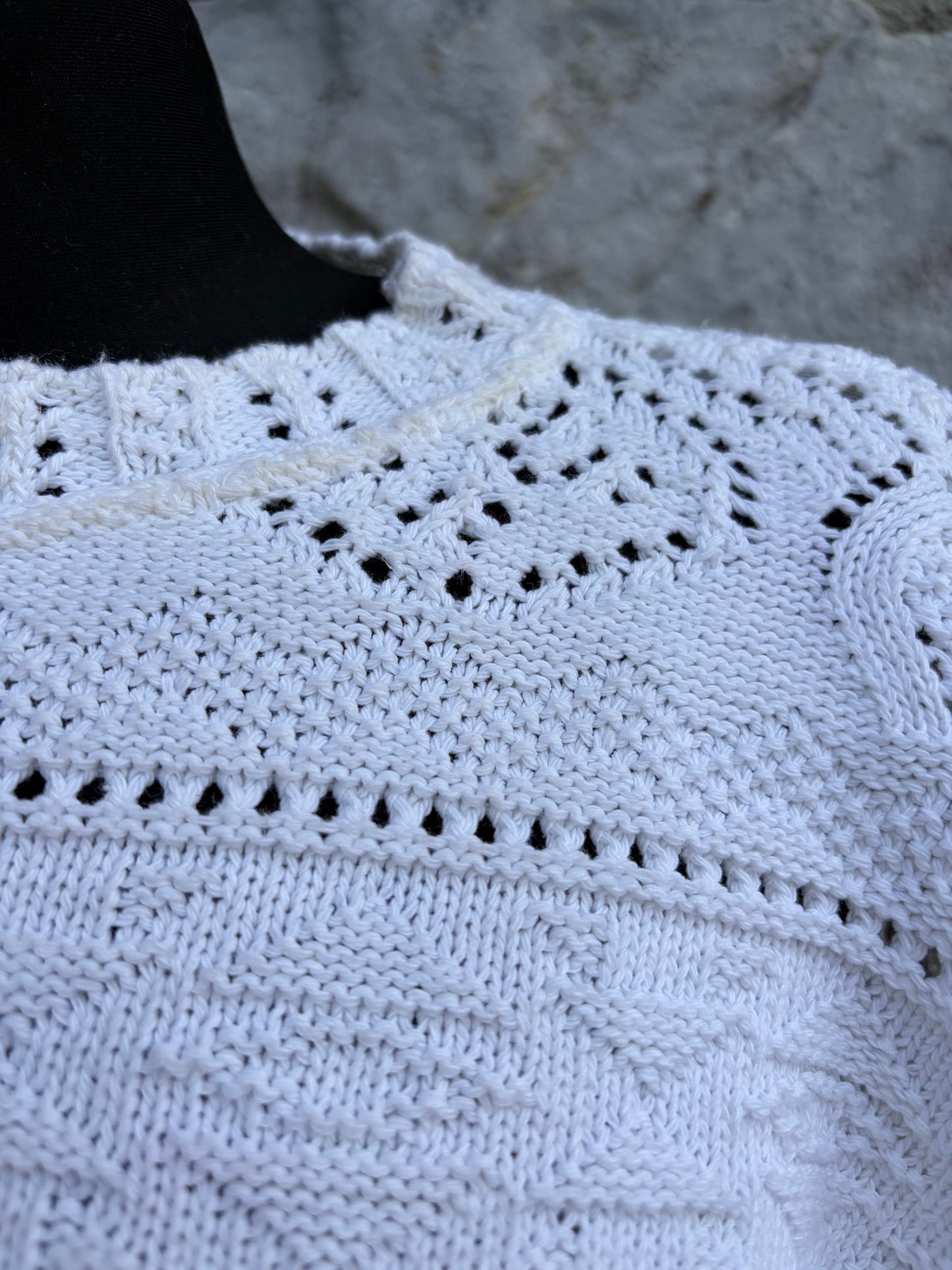 90s white pointelle jumper uk 10-12
