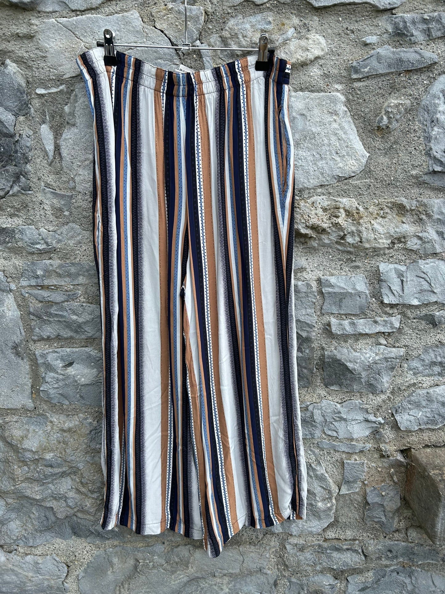 80s brown stripy palazzo pants uk 14