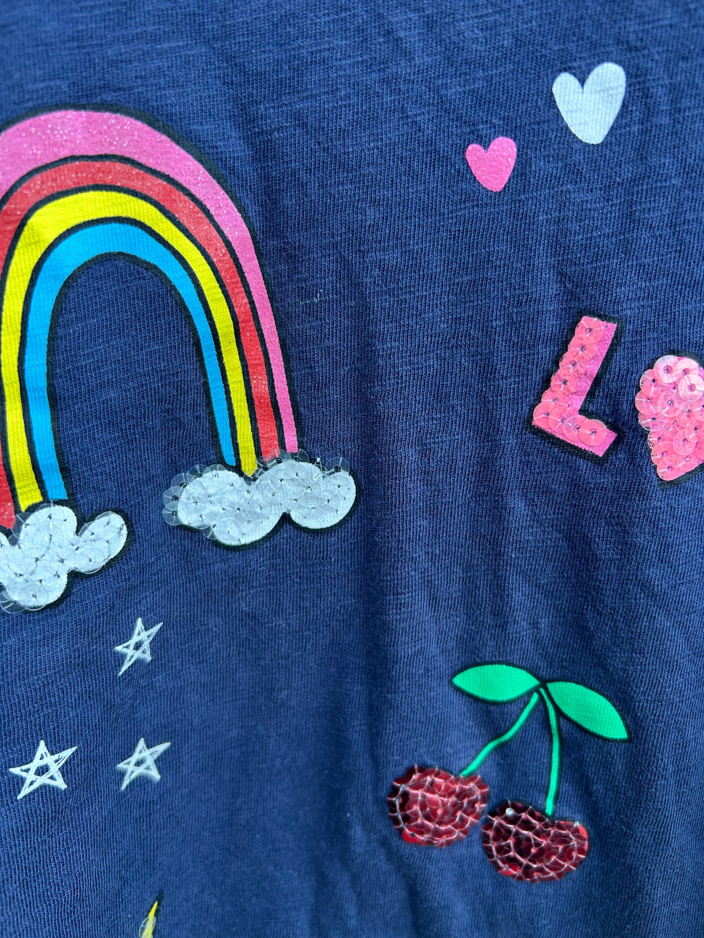 Rainbow love navy T-shirt 6y (116cm)
