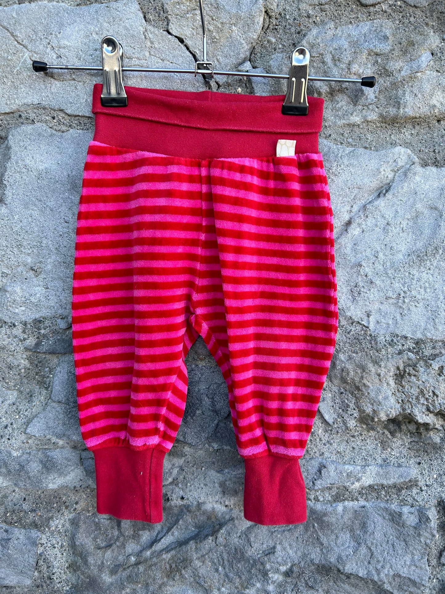 Pink velour stripy baggy pants  6-9m (68-74cm)