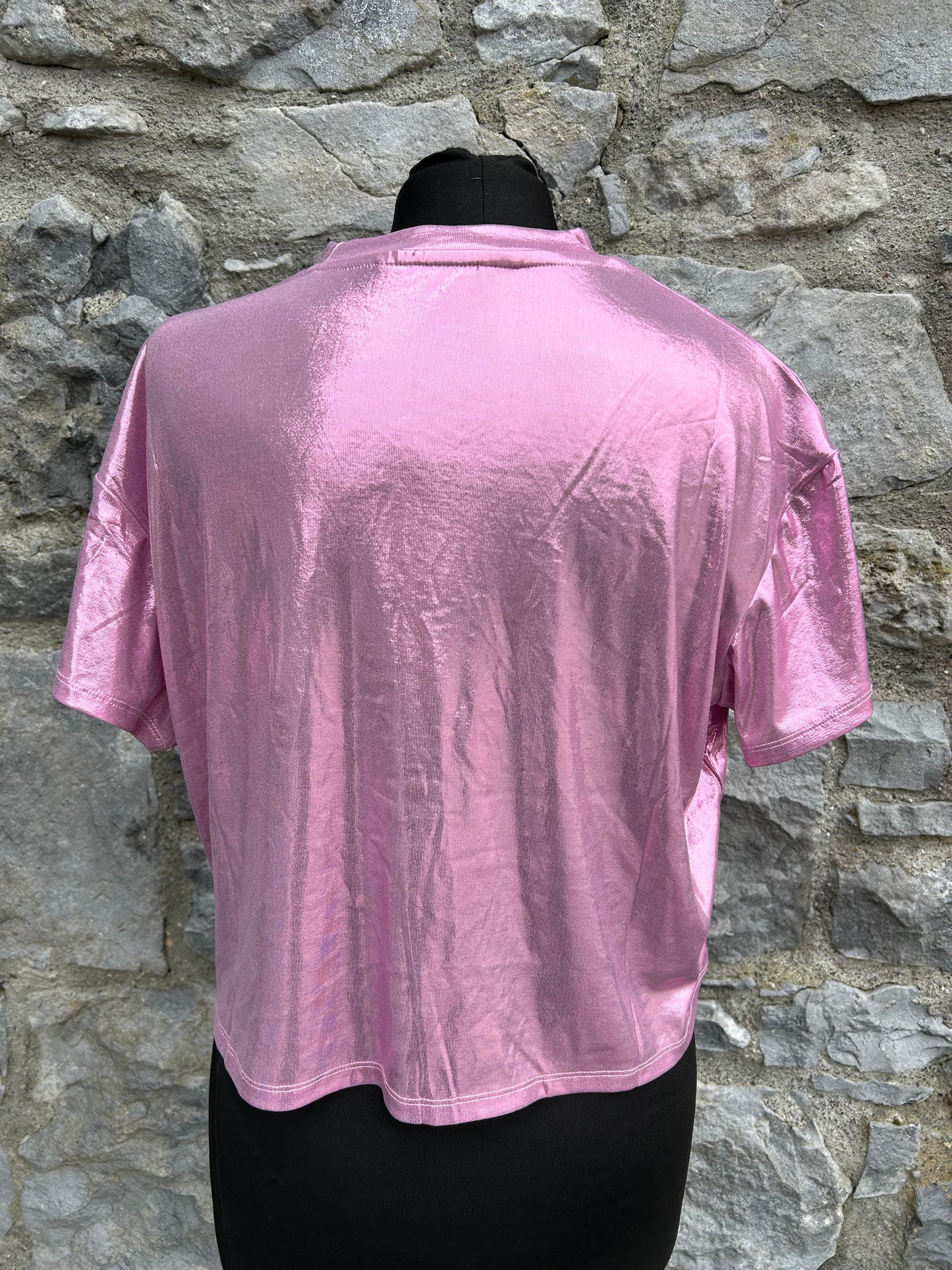 Pink shiny T-shirt   13-14y (158-164cm)