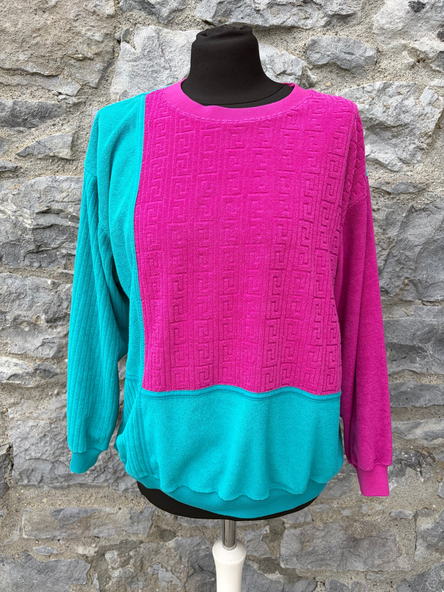 80s pink&turquoise sweatshirt uk 10-12