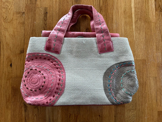 Pink&beige circle handbag