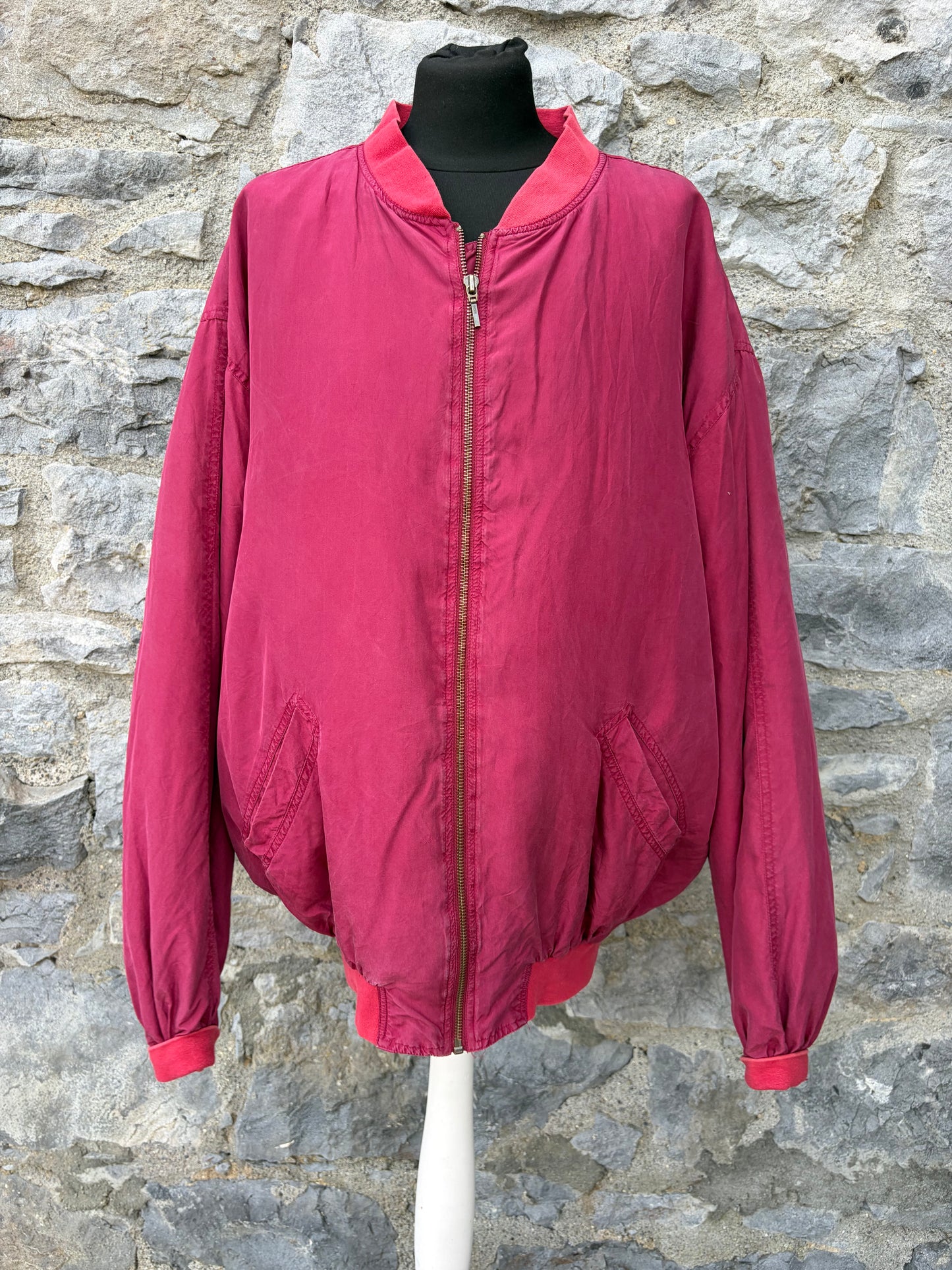 80s raspberry bomber jacket XL
