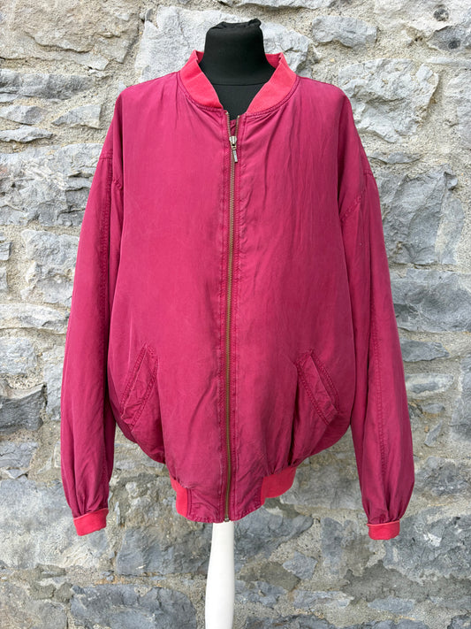 80s raspberry bomber jacket XL