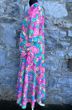 Load image into Gallery viewer, 80s pink floral dress uk 14-16
