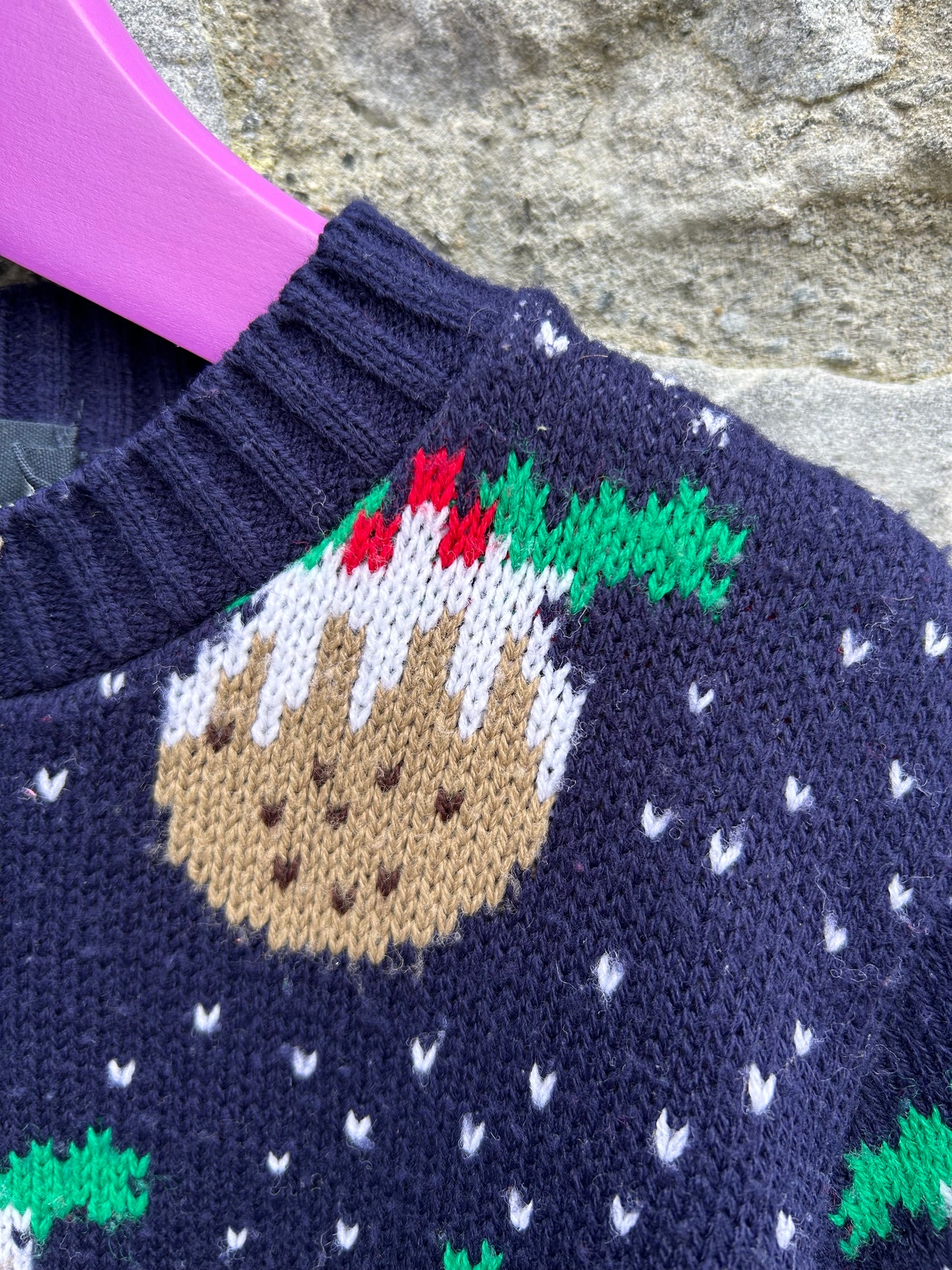 Christmas pudding navy jumper  7-8y (122-128cm)