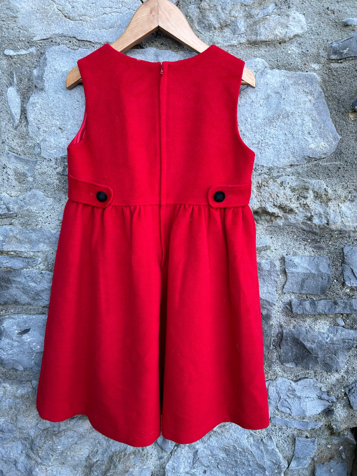 90s red hearts pockets pinafore  6-7y (116-122cm)