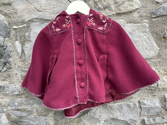 Y2K maroon cape 9-12m (74-80cm)