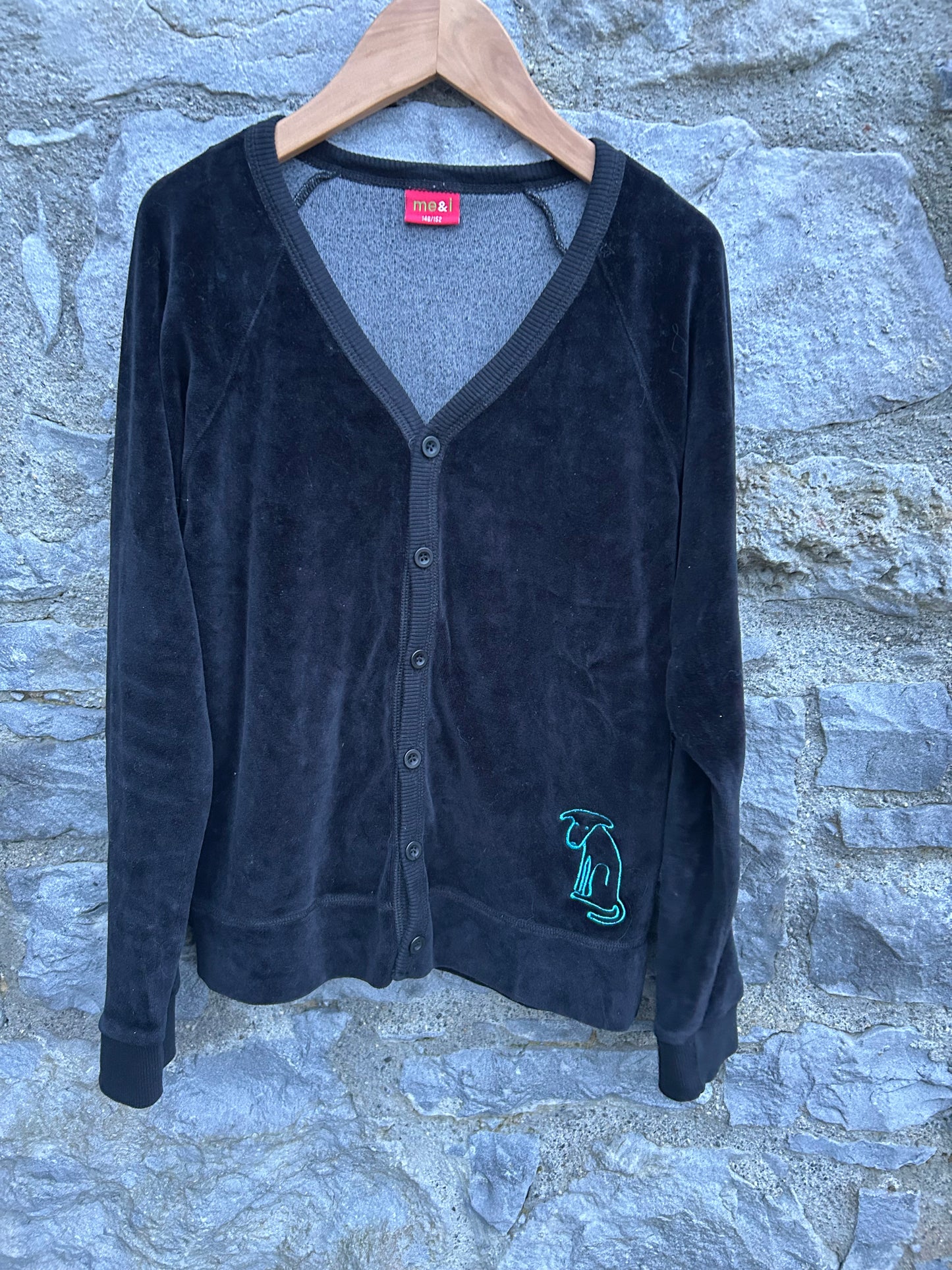 PoP Black velour cardigan  11-12y (146-152cm)